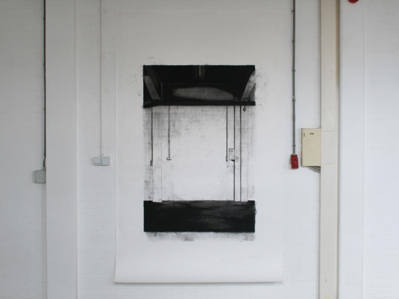 Site-specific Den Bosch charcoal drawing on paper